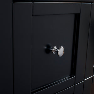 Manhattan 48 in. W x 18 in. D x 36 in. H Bath Vanity in Black with Integrated Ceramic Top in White and Mirror
