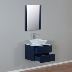 Catalina 24 in. W x 18 in. D x 24 in. H Bath Vanity in Dark Blue with Marble Vanity Top with White Basin and Mirror