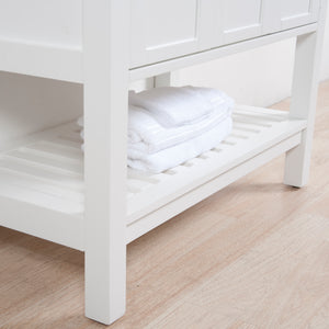 Manhattan 30 in. W x 18 in. D x 36 in. H Bath Vanity in White with Integrated Ceramic Top in White and Mirror
