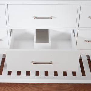 Santa Monica 48 in. W x 18 in. D x 36 in. H Bath Vanity in White with Integrated Ceramic Top in White and Mirror
