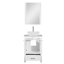 Laguna 24 in. W x 18 in. D x 41 in. H Bath Vanity in White with Marble Vanity Top with White Ceramic Basin and Mirror