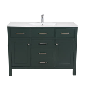 Laguna 48 in. W x 18 in. D x 36 in. H Single Bath Vanity in Dark Green with Integrated Ceramic Top in White