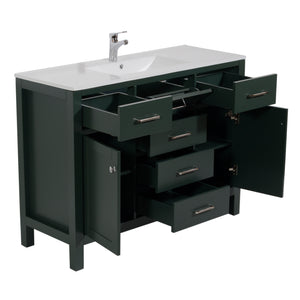 Laguna 48 in. W x 18 in. D x 36 in. H Single Bath Vanity in Dark Green with Integrated Ceramic Top in White