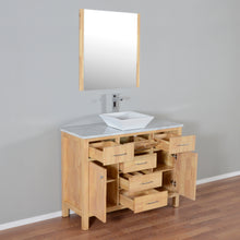 Laguna 48 in. W x 18 in. D x 41 in. H Bath Vanity in Natural Wood with Marble Vanity Top with White Basin and Mirror