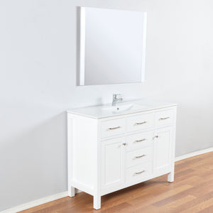 Laguna 48 in. W x 18 in. D x 36 in. H Bath Vanity in White with Integrated Ceramic Top in White and Mirror