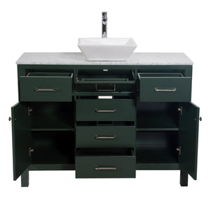 Laguna 48 in. W x 18 in. D x 41 in. H Single Bath Vanity in Dark Green with Marble Vanity Top with White Basin