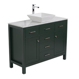 Laguna 48 in. W x 18 in. D x 41 in. H Single Bath Vanity in Dark Green with Marble Vanity Top with White Basin