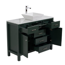 Laguna 48 in. W x 18 in. D x 41 in. H Single Bath Vanity in Dark Green with Marble Vanity Top with White Basin