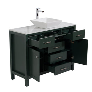 Laguna 48 in. W x 18 in. D x 41 in. H Single Bath Vanity in Dark Green with Marble Vanity Top with White Basin