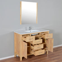 Laguna 48 in. W x 18 in. D x 36 in. H Bath Vanity in Natural Wood with Integrated Ceramic Top in White and Mirror