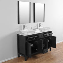 Laguna 60 in. W x 18 in. D x 41 in. H Bath Vanity in Black  with Marble Vanity Top with White Basins and Mirrors