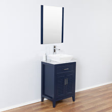 Marina Del Rey 24 in. W x 18 in. D x 41 in. H Bath Vanity in Navy with Marble Vanity Top with White Basin and Mirror