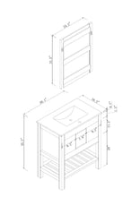 Manhattan 30 in. W x 18 in. D x 36 in. H Bath Vanity in Dark Blue with Integrated Ceramic Top in White and Mirror