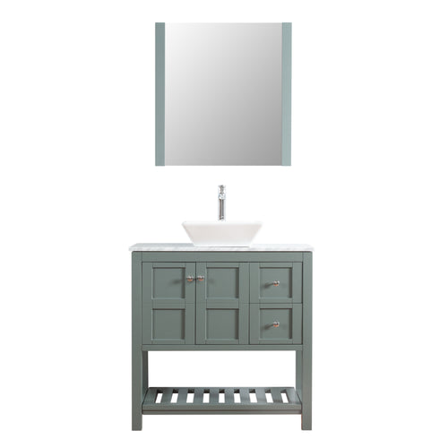 Manhattan 36 in. W x 18 in. D x 41 in. H Bath Vanity in Charcoal Gray with Marble Vanity Top with White Basin and Mirror