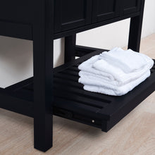 Manhattan 36 in. W x 18 in. D x 41 in. H Bath Vanity in Black with Marble Vanity Top with White Basin and Mirror