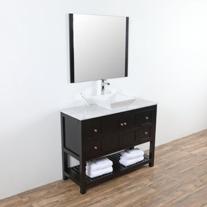 Manhattan 48 in. W x 18 in. D x 41 in. H Bath Vanity in Black  with Marble Vanity Top with White Basin and Mirror