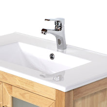 Newport 30 in. W x 18 in. D x 33 in. H Bath Vanity in Natural Wood with Integrated Ceramic Top in White and Mirror