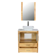 Newport 30 in. W x 18 in. D x 38 in. H Bath Vanity in Natural Wood with Marble Vanity Top with White Basin and Mirror