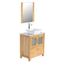 Newport 30 in. W x 18 in. D x 38 in. H Bath Vanity in Natural Wood with Marble Vanity Top with White Basin and Mirror