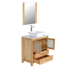 Newport 30 in. W x 18 in. D x 38 in. H Bath Vanity in Natural Wood with Marble Vanity Top with White Basin and Mirror