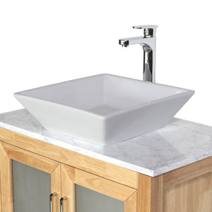 Newport 30 in. W x 18 in. D x 38 in. H Bath Vanity in Natural Wood with Marble Vanity Top with White Basin and Mirror