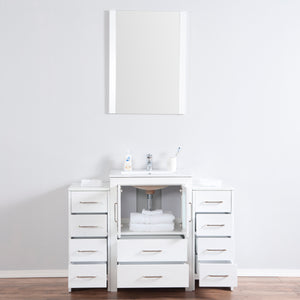 Newport 48 in. W x 18 in. D x 33 in. H Bath Vanity in White with Integrated Ceramic Top in White and Mirror