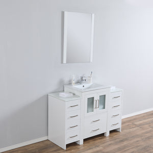 Newport 48 in. W x 18 in. D x 33 in. H Bath Vanity in White with Integrated Ceramic Top in White and Mirror
