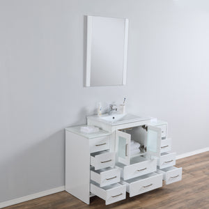 Newport 48 in. W x 18 in. D x 33 in. H Bath Vanity in White with Integrated Ceramic Top in White and Mirror