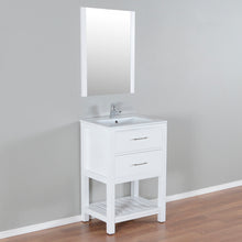 Santa Monica 24 in. W x 18 in. D x 36 in. H Bath Vanity in White with Integrated Ceramic Top in White and Mirror