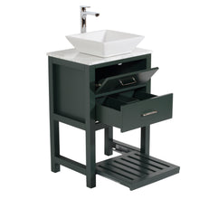 Santa Monica 24 in. W x 18 in. D x 41 in. H Bath Vanity in Dark Green with Marble Vanity Top with White Basin