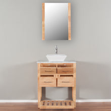 Santa Monica 30 in. W x 18 in. D x 41 in. H Bath Vanity in Natural Wood with Marble Vanity Top with White Basin and Mirror