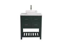 Santa Monica 30 in. W x 18 in. D x 41 in. H Bath Vanity in Dark Green with Marble Vanity Top with White Basin