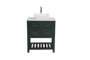 Santa Monica 30 in. W x 18 in. D x 41 in. H Bath Vanity in Dark Green with Marble Vanity Top with White Basin