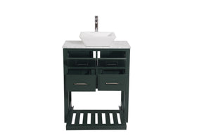 Santa Monica 30 in. W x 18 in. D x 41 in. H Bath Vanity in Dark Green with Marble Vanity Top with White Basin