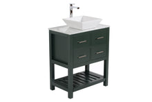 Santa Monica 30 in. W x 18 in. D x 41 in. H Bath Vanity in Dark Green with Marble Vanity Top with White Basin