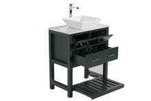 Santa Monica 30 in. W x 18 in. D x 41 in. H Bath Vanity in Dark Green with Marble Vanity Top with White Basin