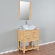 Santa Monica 30 in. W x 18 in. D x 41 in. H Bath Vanity in Natural Wood with Marble Vanity Top with White Basin and Mirror