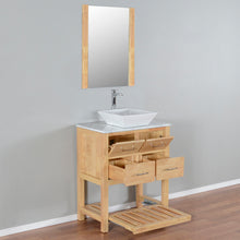 Santa Monica 30 in. W x 18 in. D x 41 in. H Bath Vanity in Natural Wood with Marble Vanity Top with White Basin and Mirror
