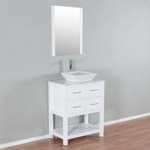 Santa Monica 30 in. W x 18 in. D x 41 in. H Bath Vanity in White with Marble Vanity Top with White Basin and Mirror