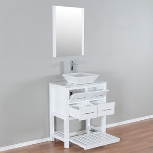Santa Monica 30 in. W x 18 in. D x 41 in. H Bath Vanity in White with Marble Vanity Top with White Basin and Mirror