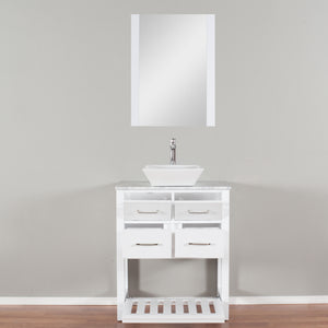 Santa Monica 30 in. W x 18 in. D x 41 in. H Bath Vanity in White with Marble Vanity Top with White Basin and Mirror