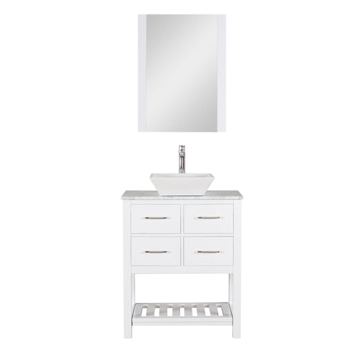 Santa Monica 30 in. W x 18 in. D x 41 in. H Bath Vanity in White with Marble Vanity Top with White Basin and Mirror