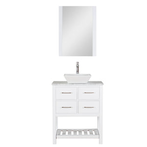 Santa Monica 30 in. W x 18 in. D x 41 in. H Bath Vanity in White with Marble Vanity Top with White Basin and Mirror