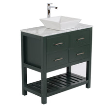 Santa Monica 36 in. W x 18 in. D x 41 in. H Bath Vanity in Dark Green with Marble Vanity Top with White Basin