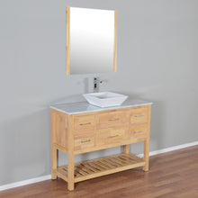 Santa Monica 48 in. W x 18 in. D x 41 in. H Bath Vanity in Natural Wood with Marble Vanity Top with White Basin and Mirror
