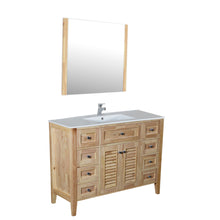 Venice 48 in. W x 18 in. D x 36 in. H Bath Vanity in Natural Wood with Integrated Ceramic Top in White and Mirror