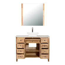 Venice 48 in. W x 18 in. D x 41 in. H Bath Vanity in Natural Wood with Marble Vanity Top with White Basin and Mirror